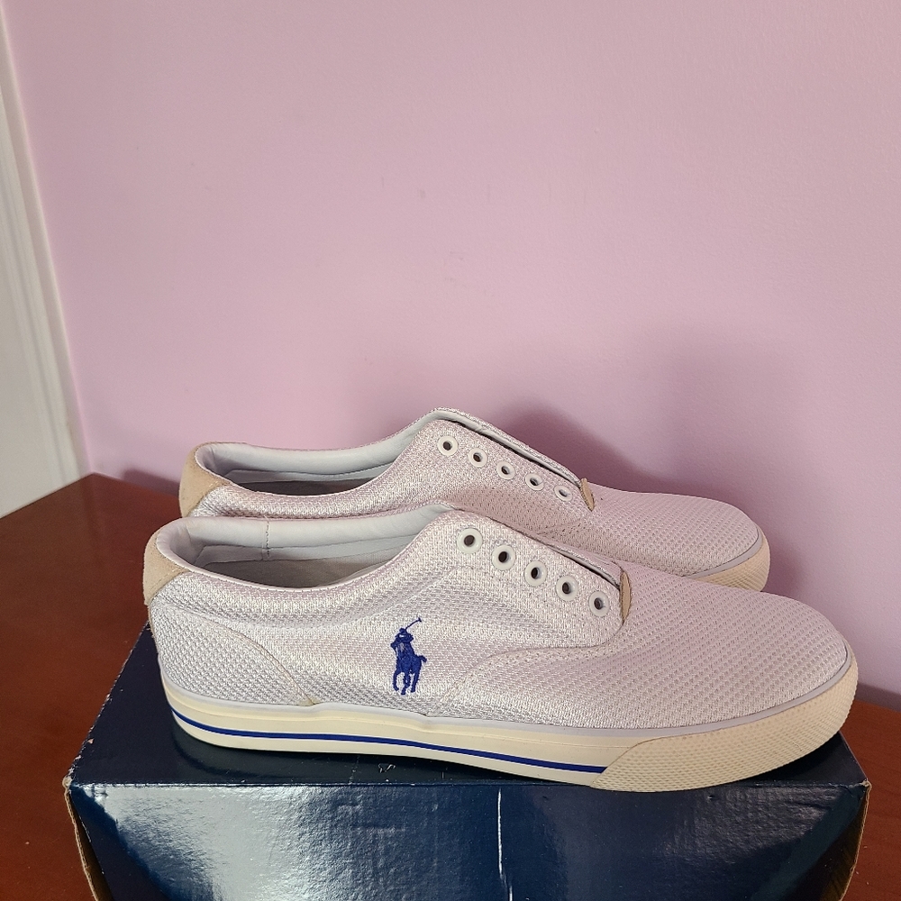 Polo men white mesh shoes size 9.5